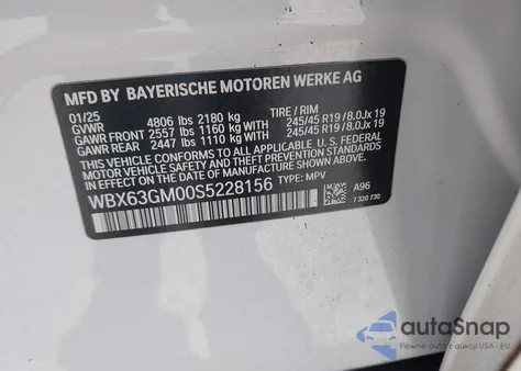 2025 BMW X2 xDrive28I из США, поврежденный, VIN WBX63GM00S5228156